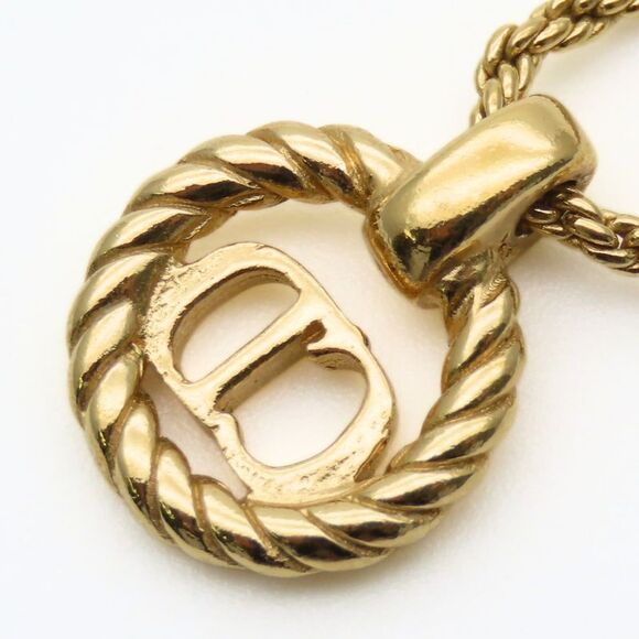Christian Dior Necklace CD Logo Twisted Metal Gold Plated GP Accessories Ladies - Picture 4 of 9